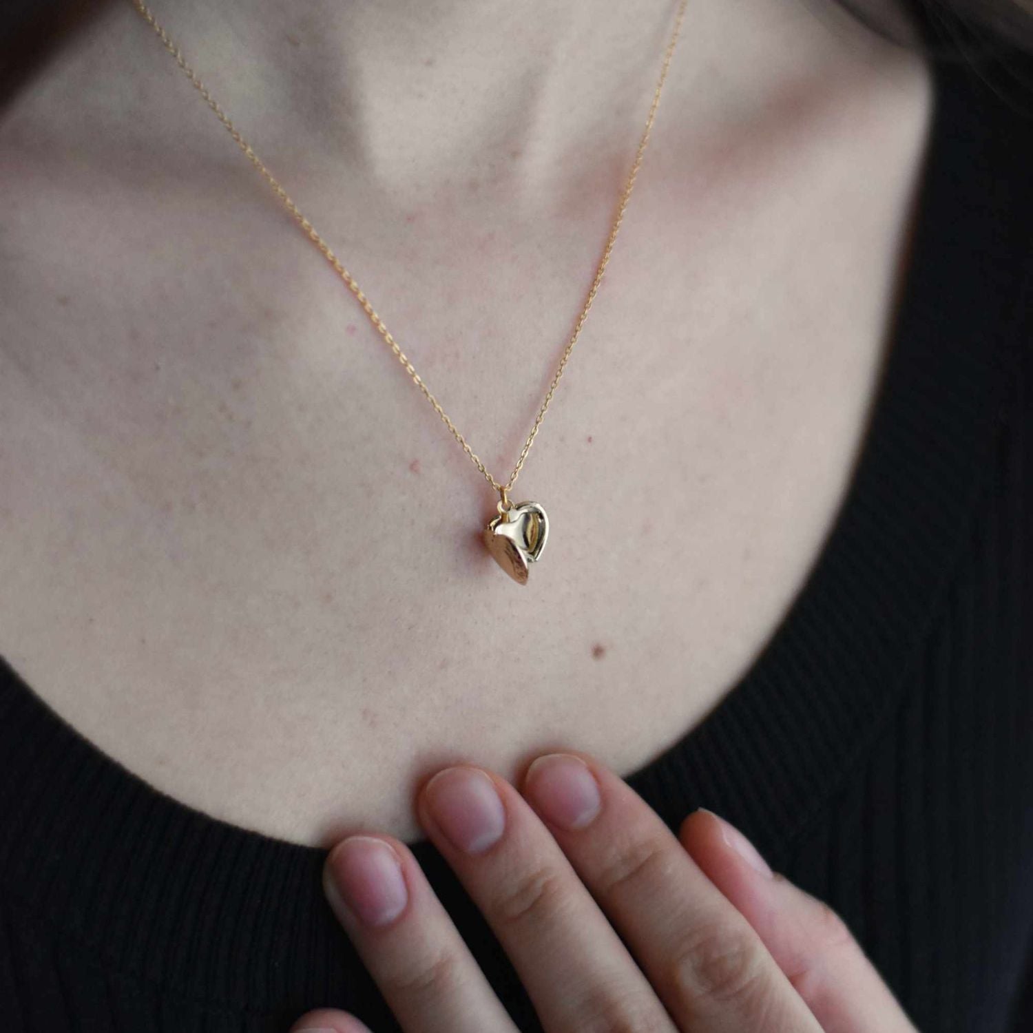 Pendentif Cœur En Plaque Or Vintage 70's Avec Zirconium - Neuf Avec étiquettes Or Jaune