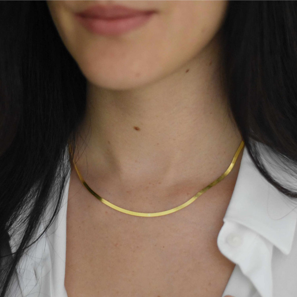 Gold Vermeil Necklace Woman Jewelry Gold Chevron Piper and Pearl Minimalist Delicate Dainty Made in Canada