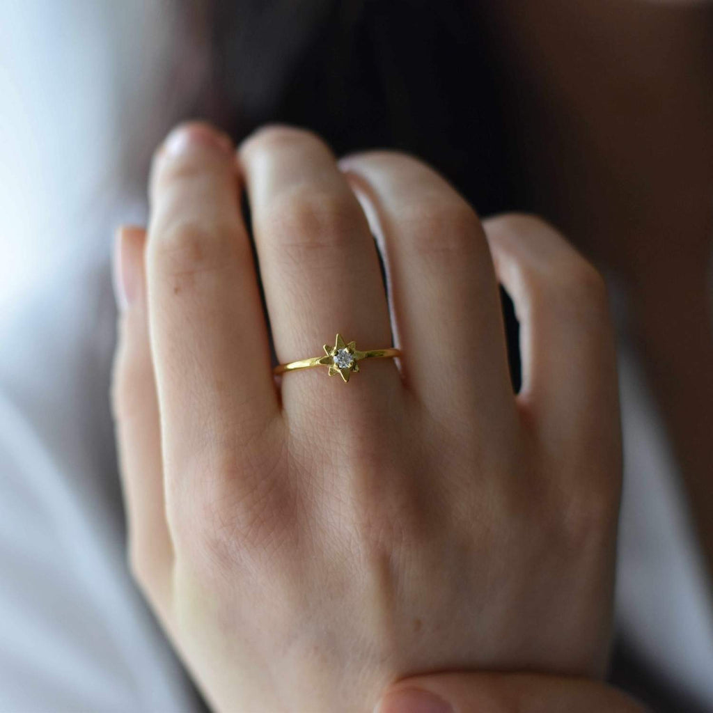 Delphine Ring Gold Plated - Dainty Handmade Jewelry - Gold Minimalist Modern Gift for Her - Piper and Pearl Jewelry - Montreal Canada Artisan