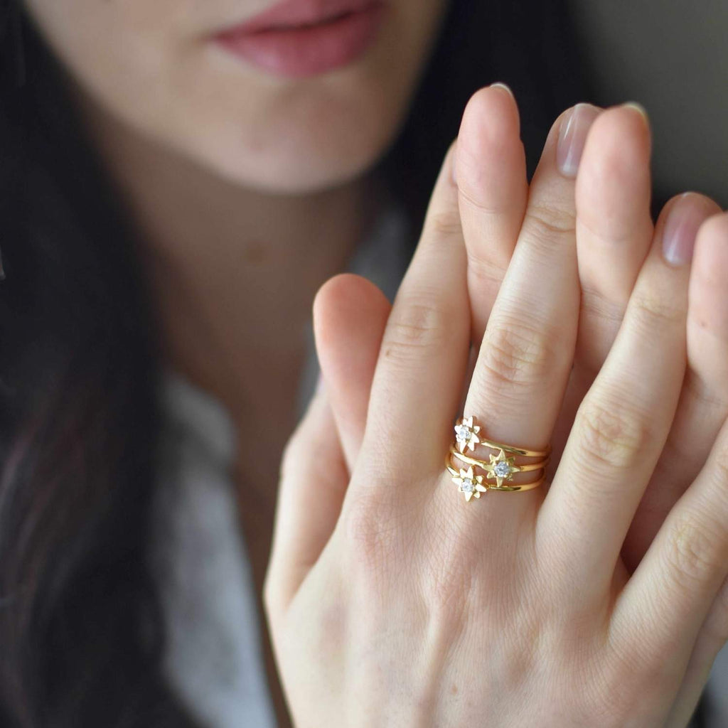 Delphine Ring Gold Plated - Dainty Handmade Jewelry - Gold Minimalist Modern Gift for Her - Piper and Pearl Jewelry - Montreal Canada Artisan
