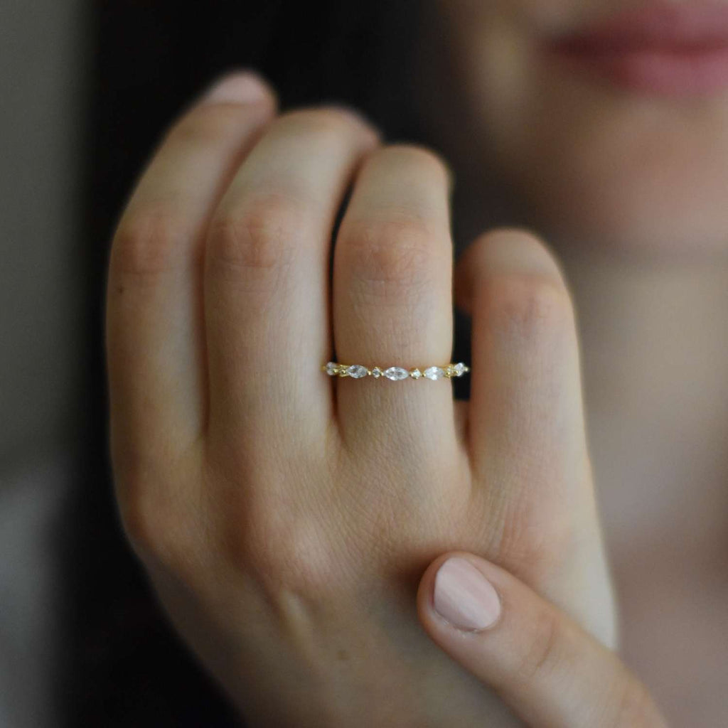 Diana Ring in Gold Vermeil and Silver. Handmade Jewelry in Montreal, Delicate dainty gift fo her, Made in Canada, Piper and Pearl Jewelry