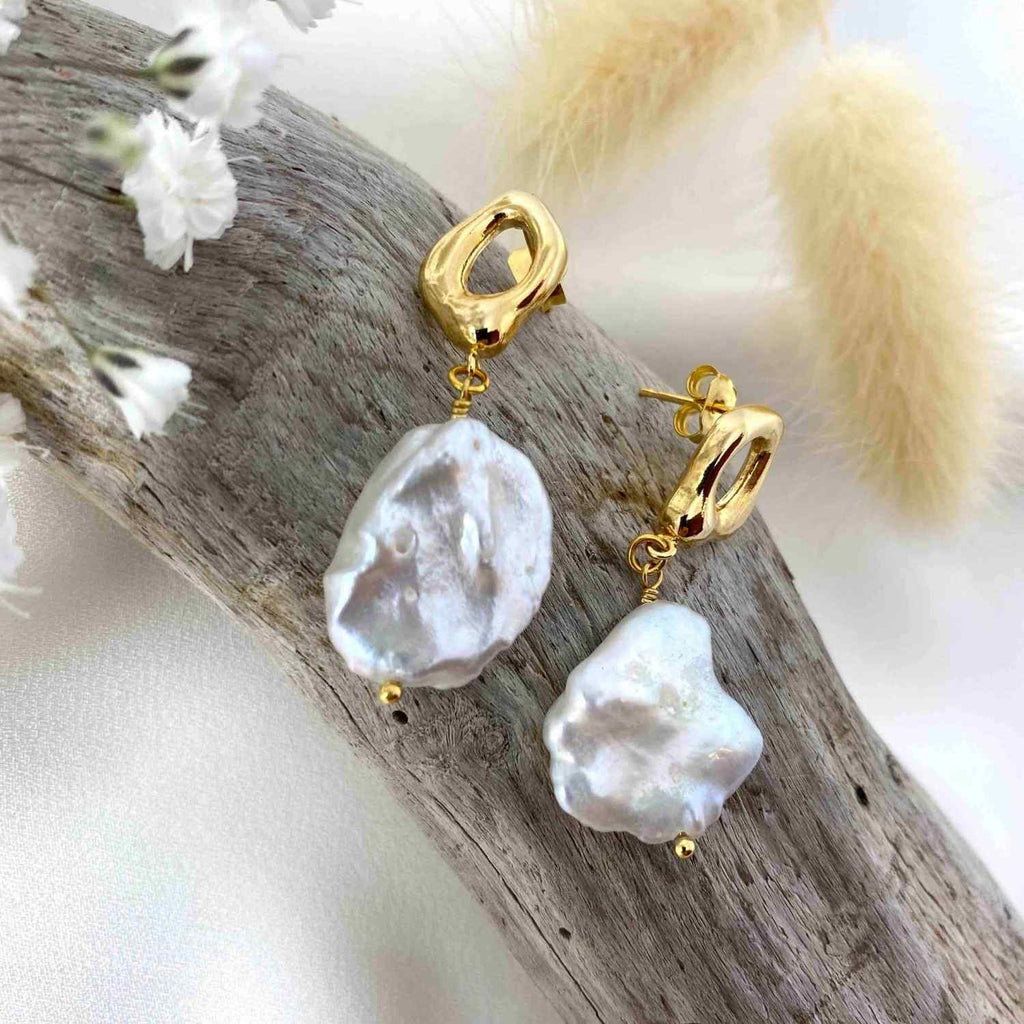 Josephine Earrings- Dainty Handmade -Gold Minimalist - Modern Gift for Her - Piper and Pearl Jewelry - Montreal Canada Artisan