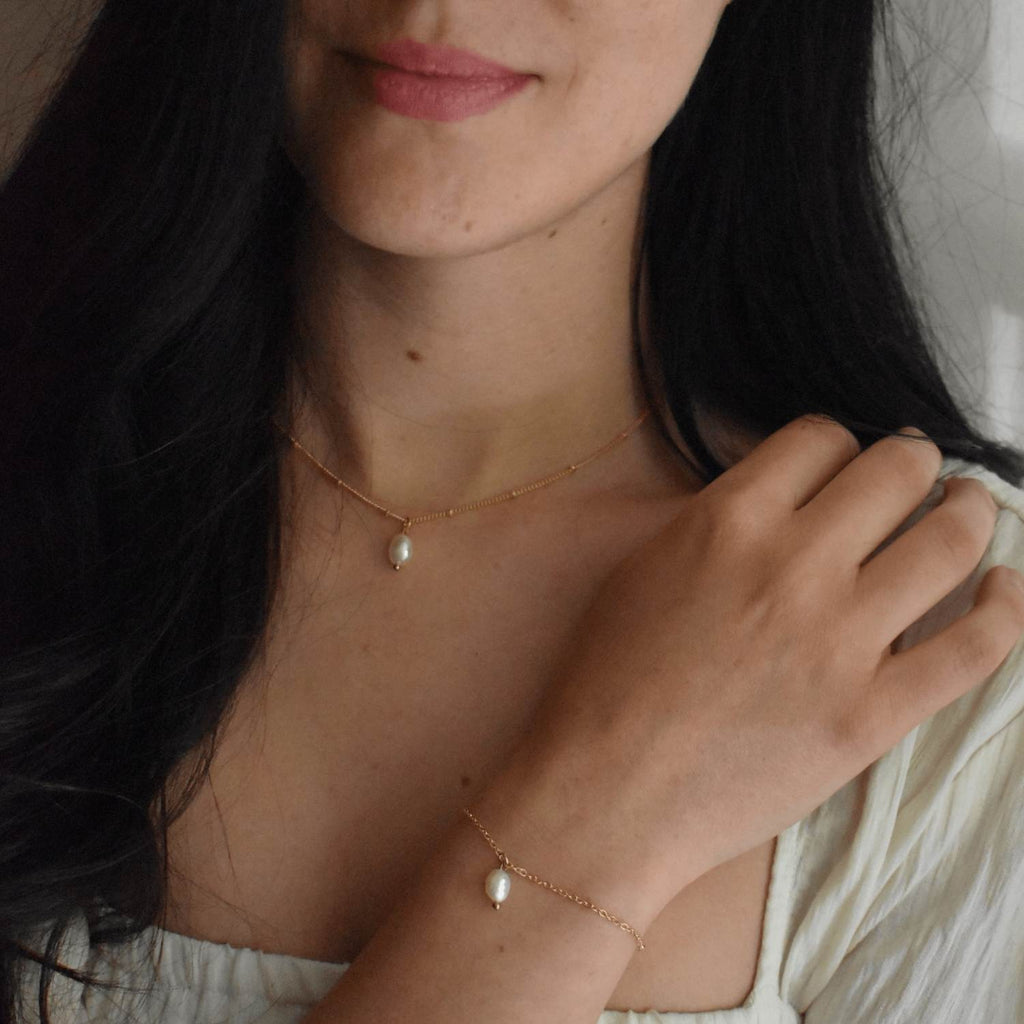 Margot Set- Dainty Handmade -Gold Minimalist - Modern Gift for Her - Piper and Pearl Jewelry - Montreal Canada Artisan