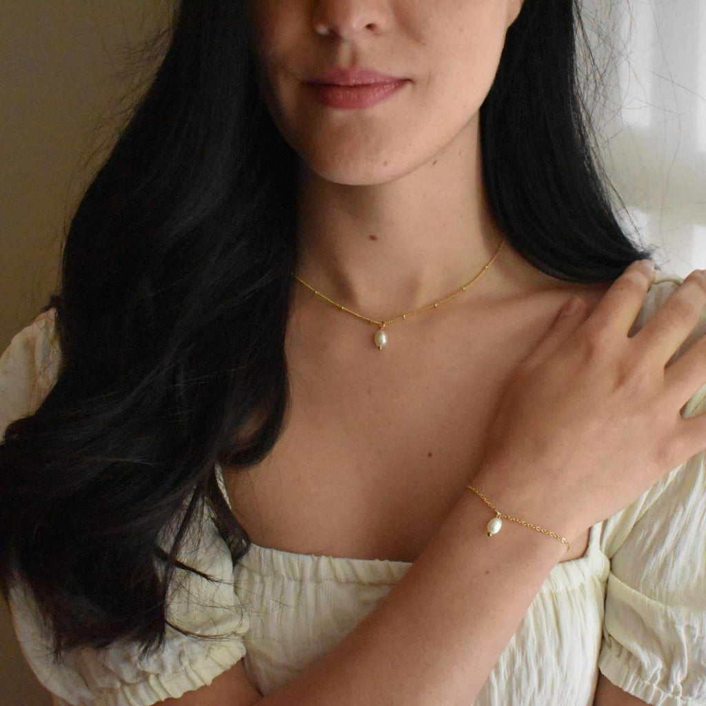 Margot Set- Dainty Handmade -Gold Minimalist - Modern Gift for Her - Piper and Pearl Jewelry - Montreal Canada Artisan