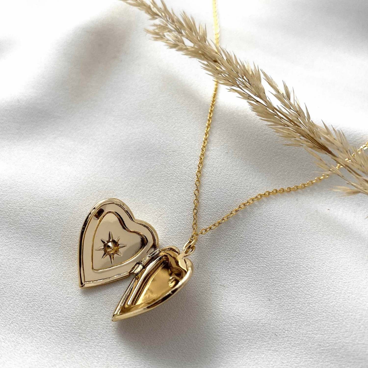 Sofia Necklace Heart Locket CZ Gold Plated Women Jewelry